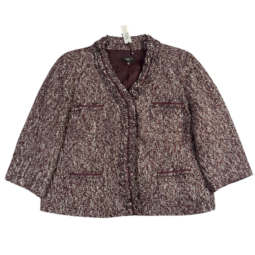 Talbots Women's Tweed Blazer Purple/Maroon 3/4 Sleeve New W/Tags 22W